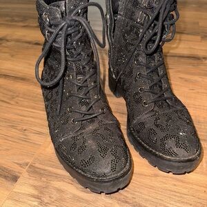 Gianni Bini Black Lace-Up Women's Boots (USED)